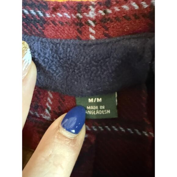 Orvis Shirt Mens Medium Red Blue Plaid Flannel Fleece Lined Heavyweight Pockets - Picture 3 of 9